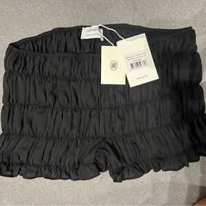 Peppermayo Black Ruched Mini Shorts